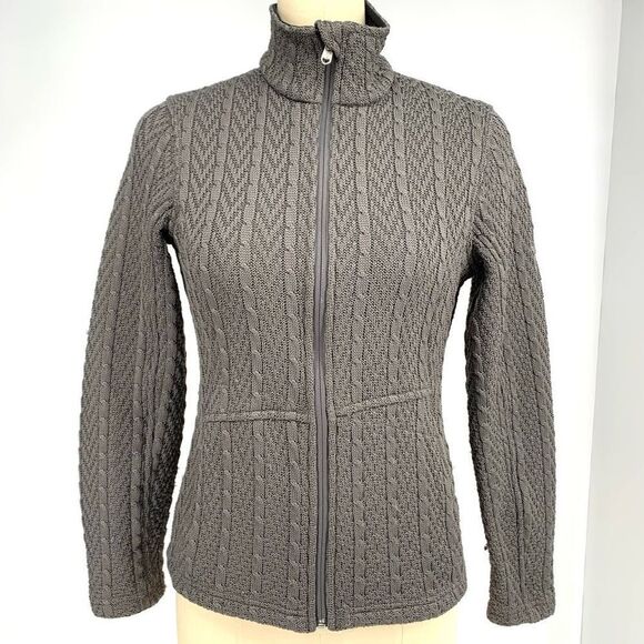SPYDER major gray sweater jacket cable full zip Sz small s - Picture 2 of 9